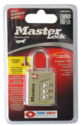 TSA-Approved Master Lock 3-Dial Luggage Lock – Nickel Finish