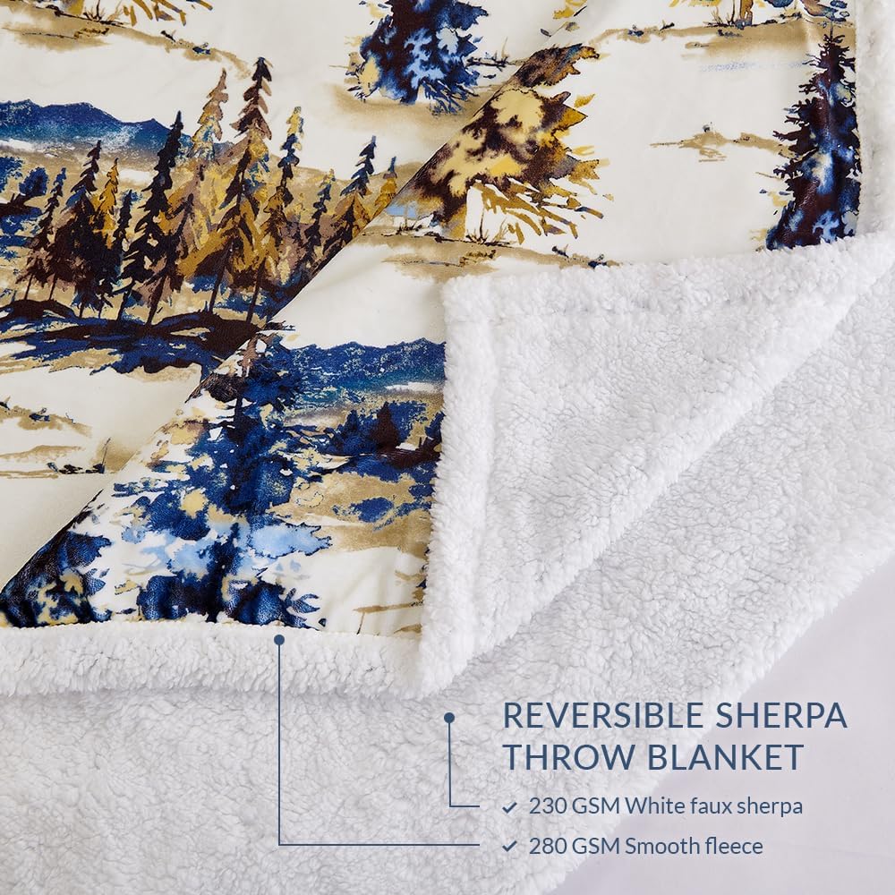 Campfire Sherpa Fleece Throw Blanket – Western Rustic 54x68