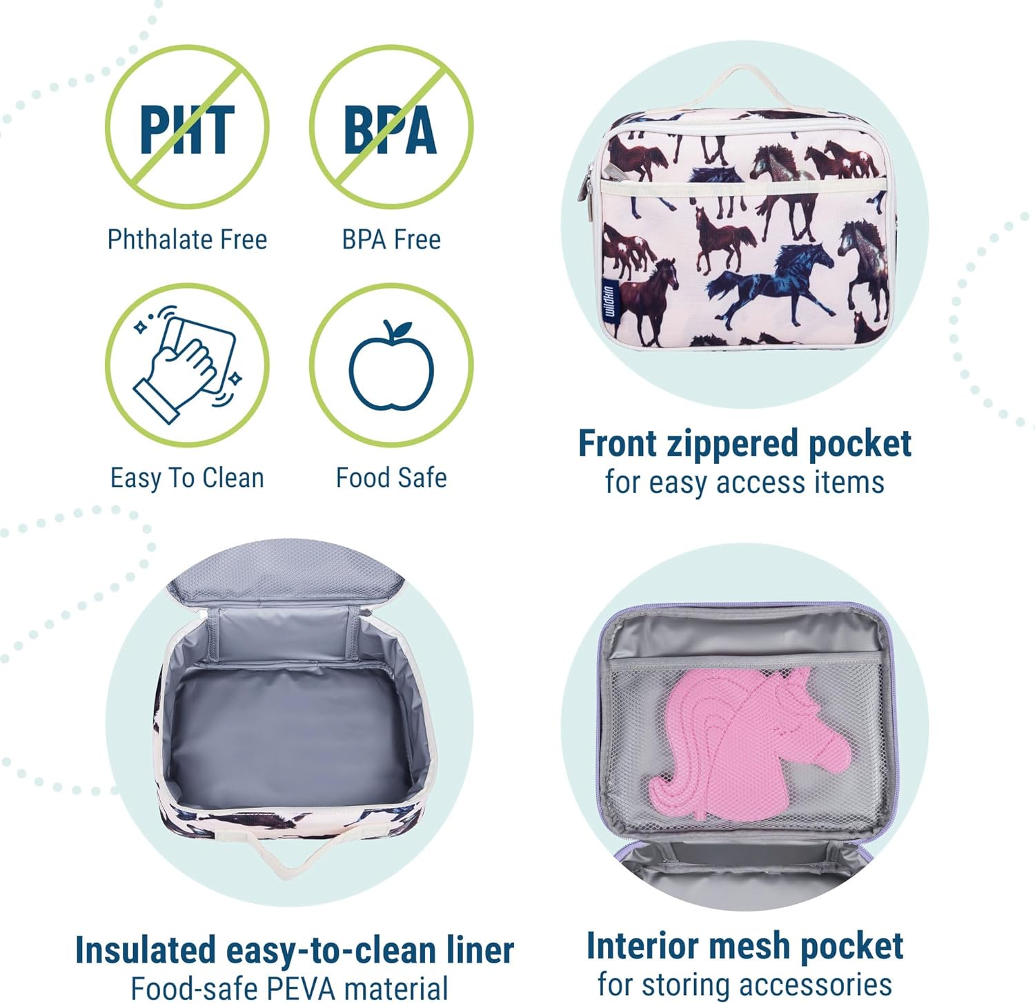 Wildkin Kids Insulated Lunch Box – Blue, Durable & Reusable for School and Travel