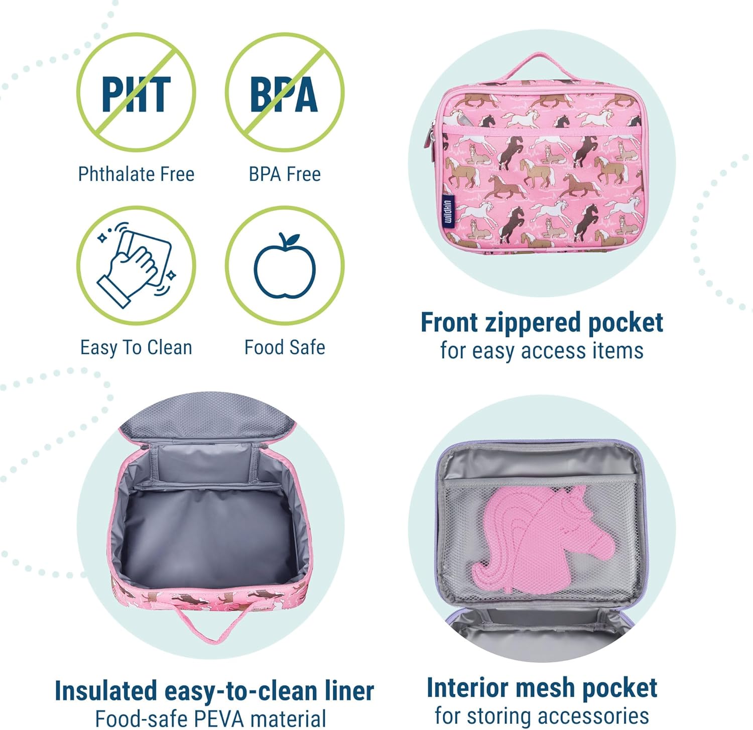 Wildkin Kids Insulated Lunch Box – Blue, Durable & Reusable for School and Travel