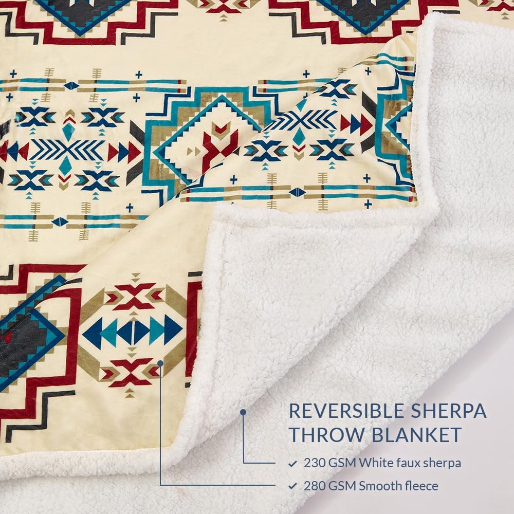 Campfire Sherpa Fleece Throw Blanket – Western Rustic 54x68