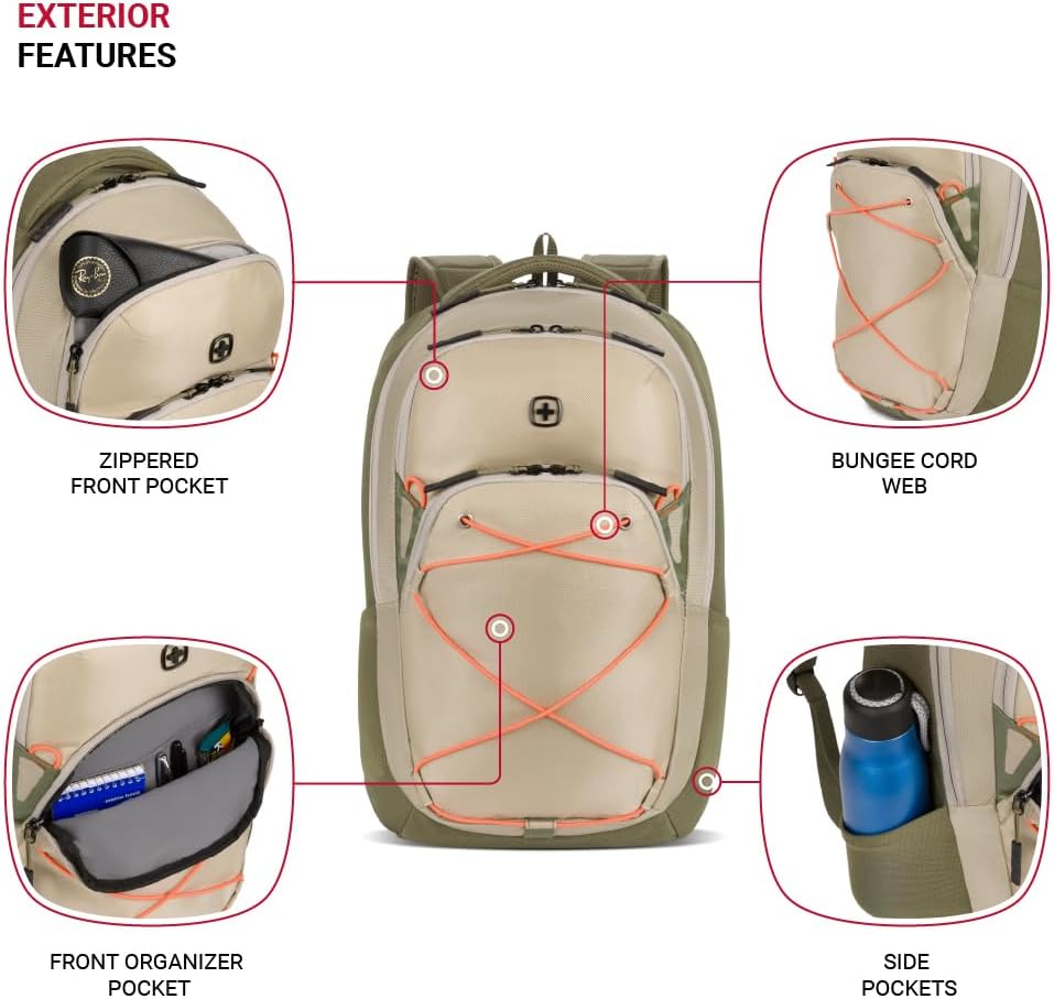 SwissGear Bungee Pro Laptop Backpack – Beige/Olive Green