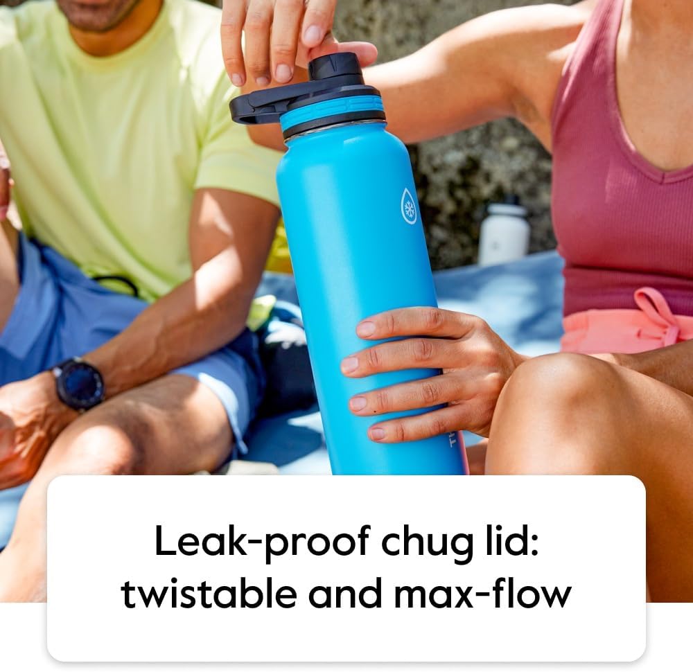 ThermoFlask 40oz Insulated Stainless Steel Water Bottle with Straw & Spout Lids – Plum