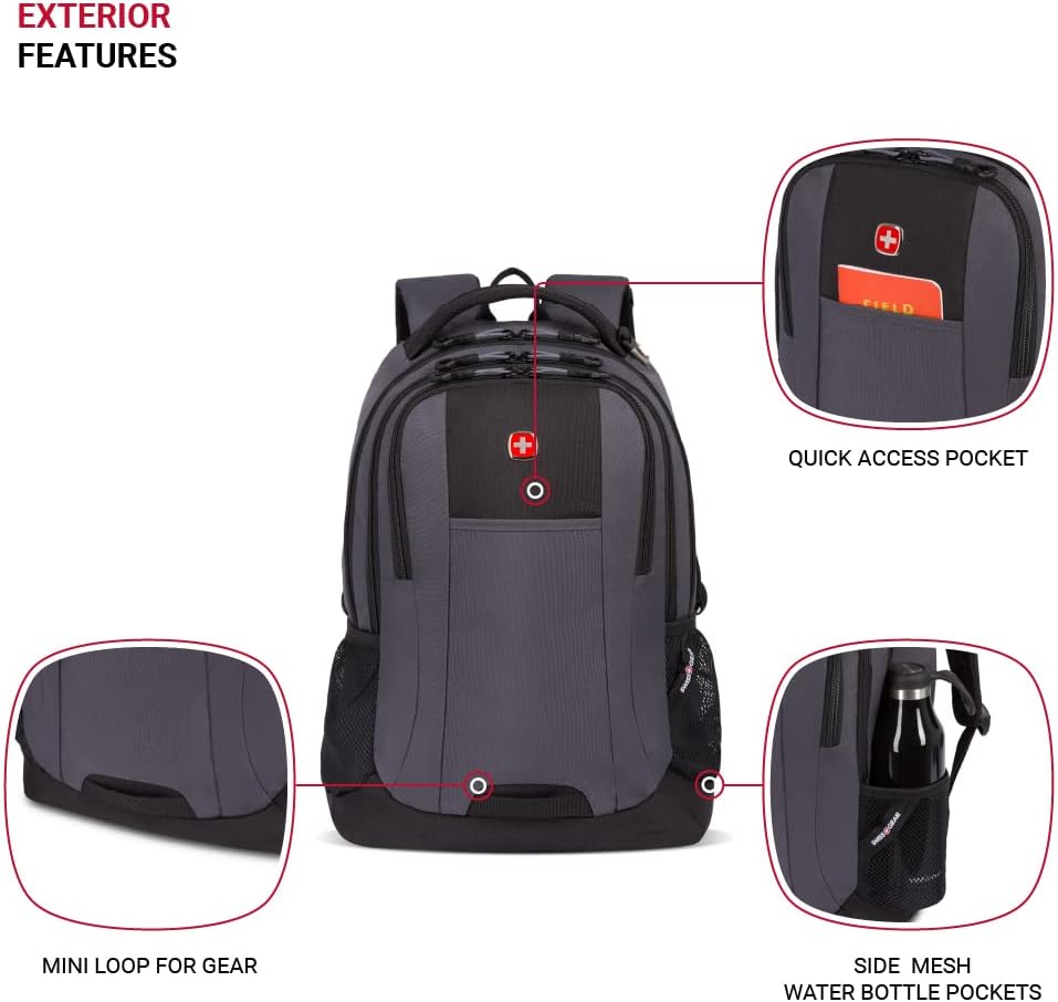 SwissGear Cecil 5505 Laptop Backpack, Dark Grey/Black, 18-Inch – Special Edition