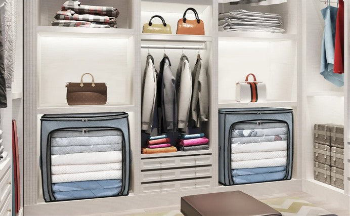 100L Large Clothes & Bedding Storage Bags – Foldable Closet Organizers (Set of 3)