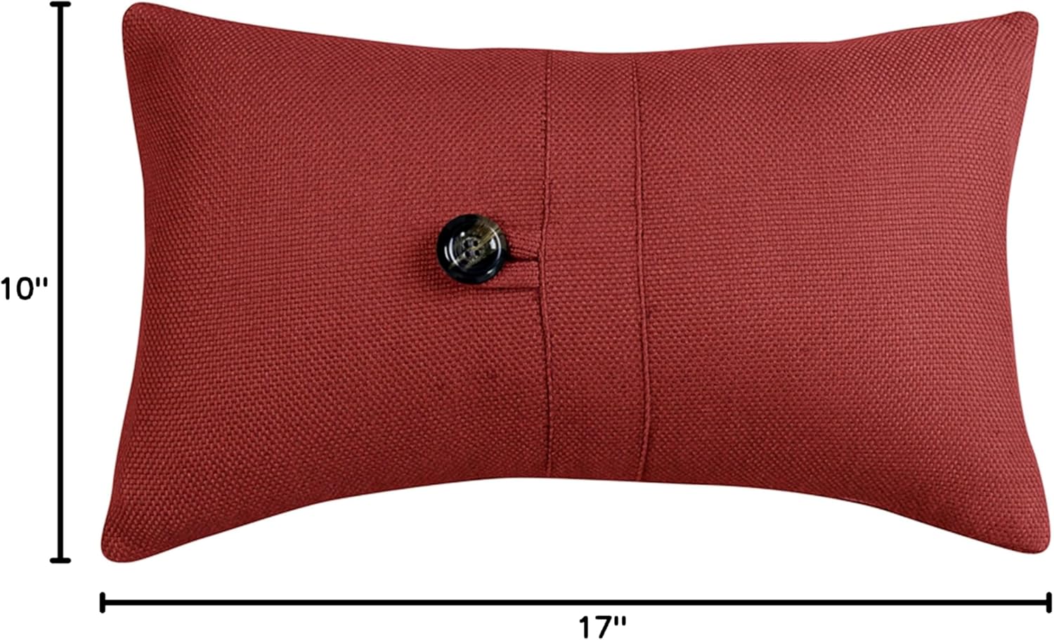 Prescott Red Lumbar Throw Pillow – 10x17" with Button Accent
