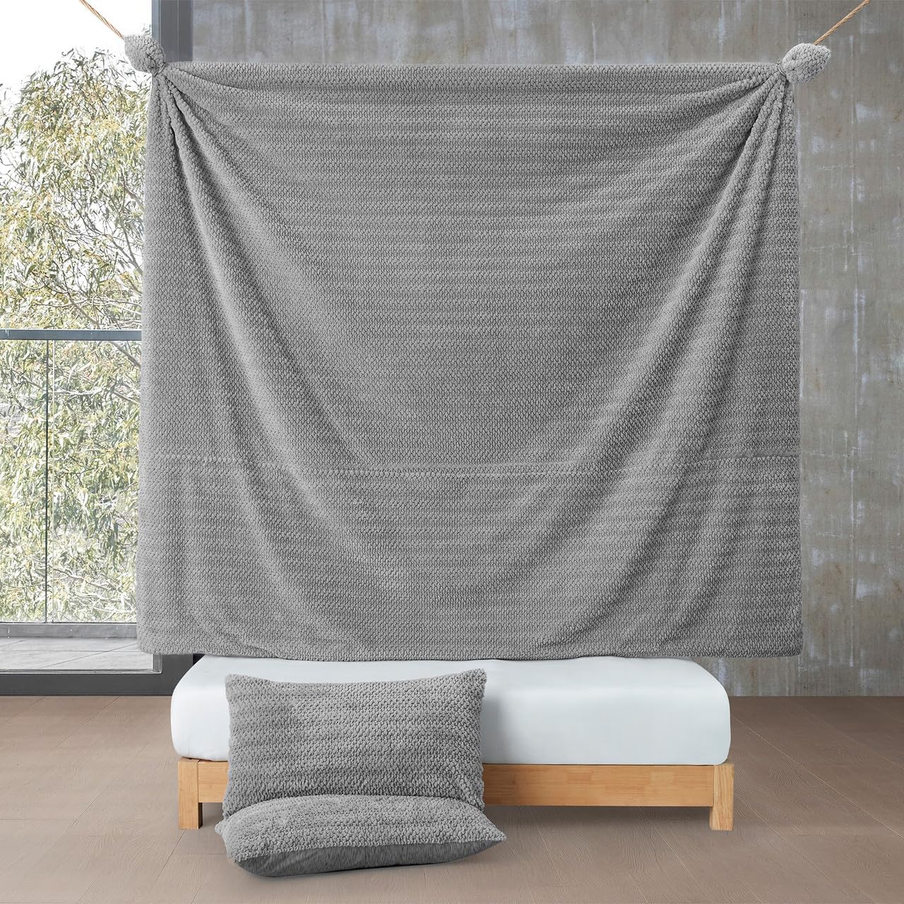 What If Pebbles Were Soft – Oversized Plush Queen Comforter Set – Stone Gray