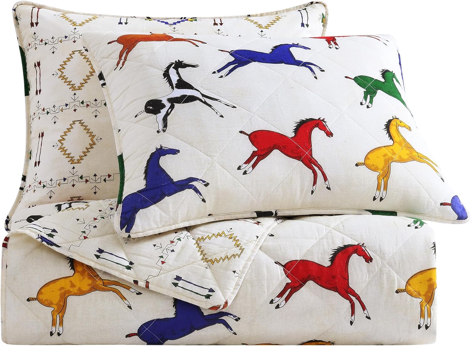 Wild Horses Reversible Twin Quilt Set – Southwestern Cotton Bedding