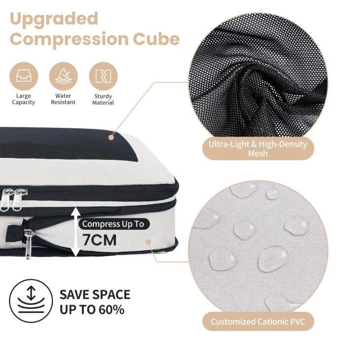 8-Piece Compression Packing Cubes Set – Lightweight Travel Organizers