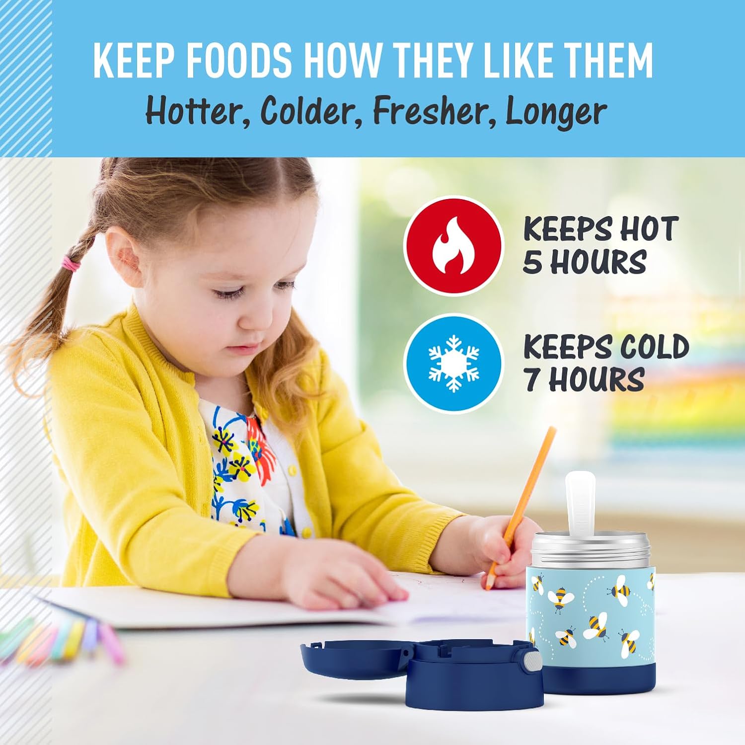 Thermos FUNtainer® 10oz Kids Food Jar – Vacuum Insulated with Spoon & Labels