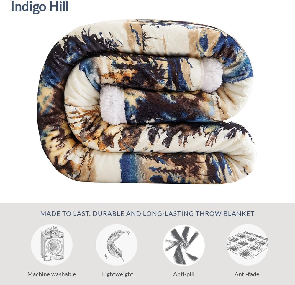 Campfire Sherpa Fleece Throw Blanket – Western Rustic 54x68