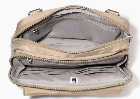 Modern Double Zip Crossbody Bag – RFID Protection, Convertible