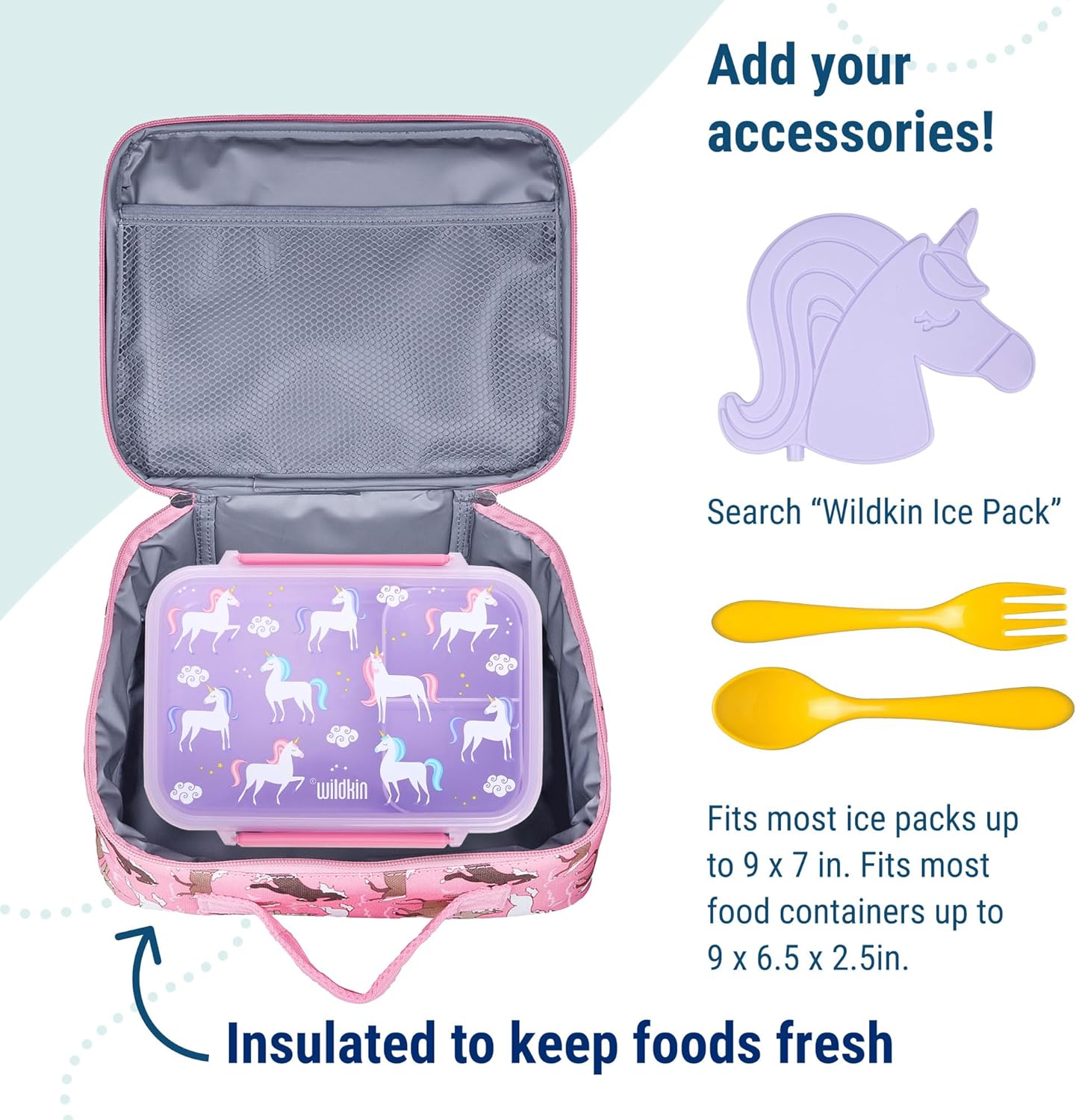Wildkin Kids Insulated Lunch Box – Blue, Durable & Reusable for School and Travel