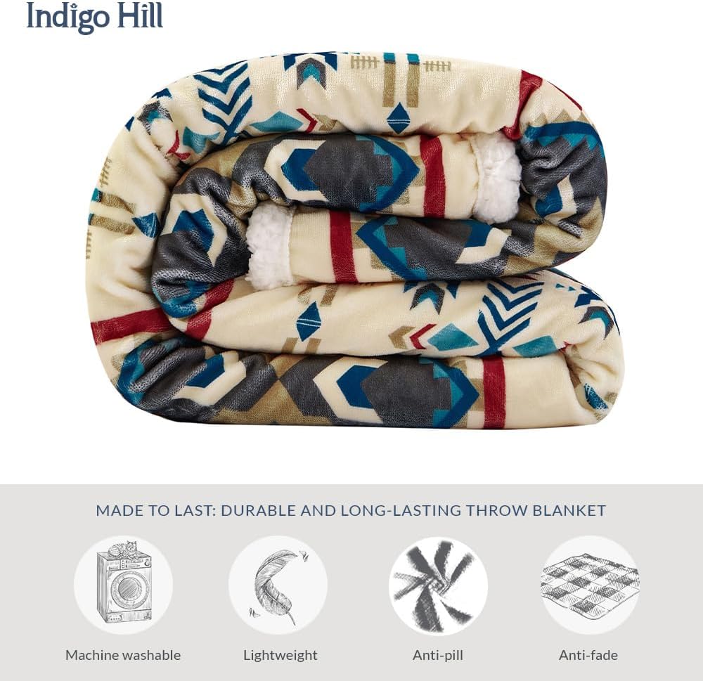 Campfire Sherpa Fleece Throw Blanket – Western Rustic 54x68