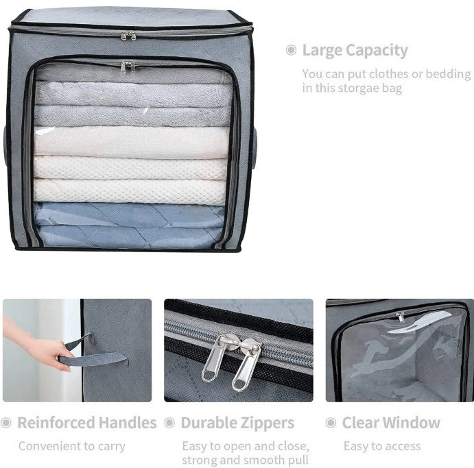 100L Large Clothes & Bedding Storage Bags – Foldable Closet Organizers (Set of 3)