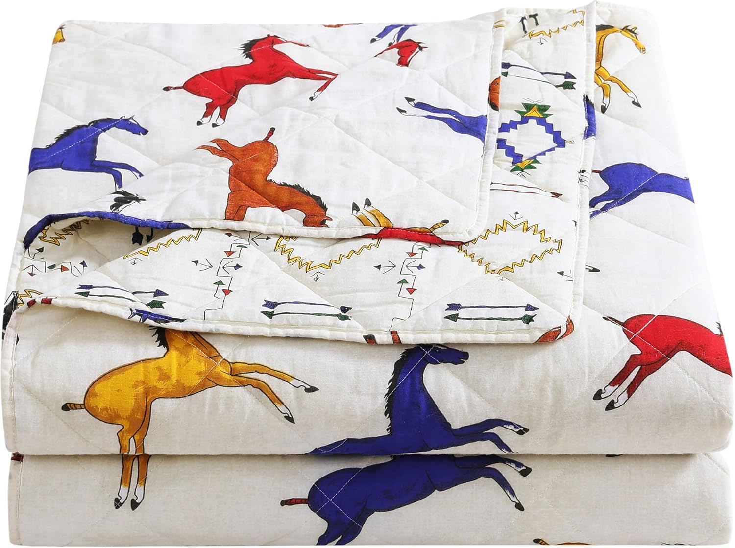 Wild Horses Reversible Twin Quilt Set – Southwestern Cotton Bedding