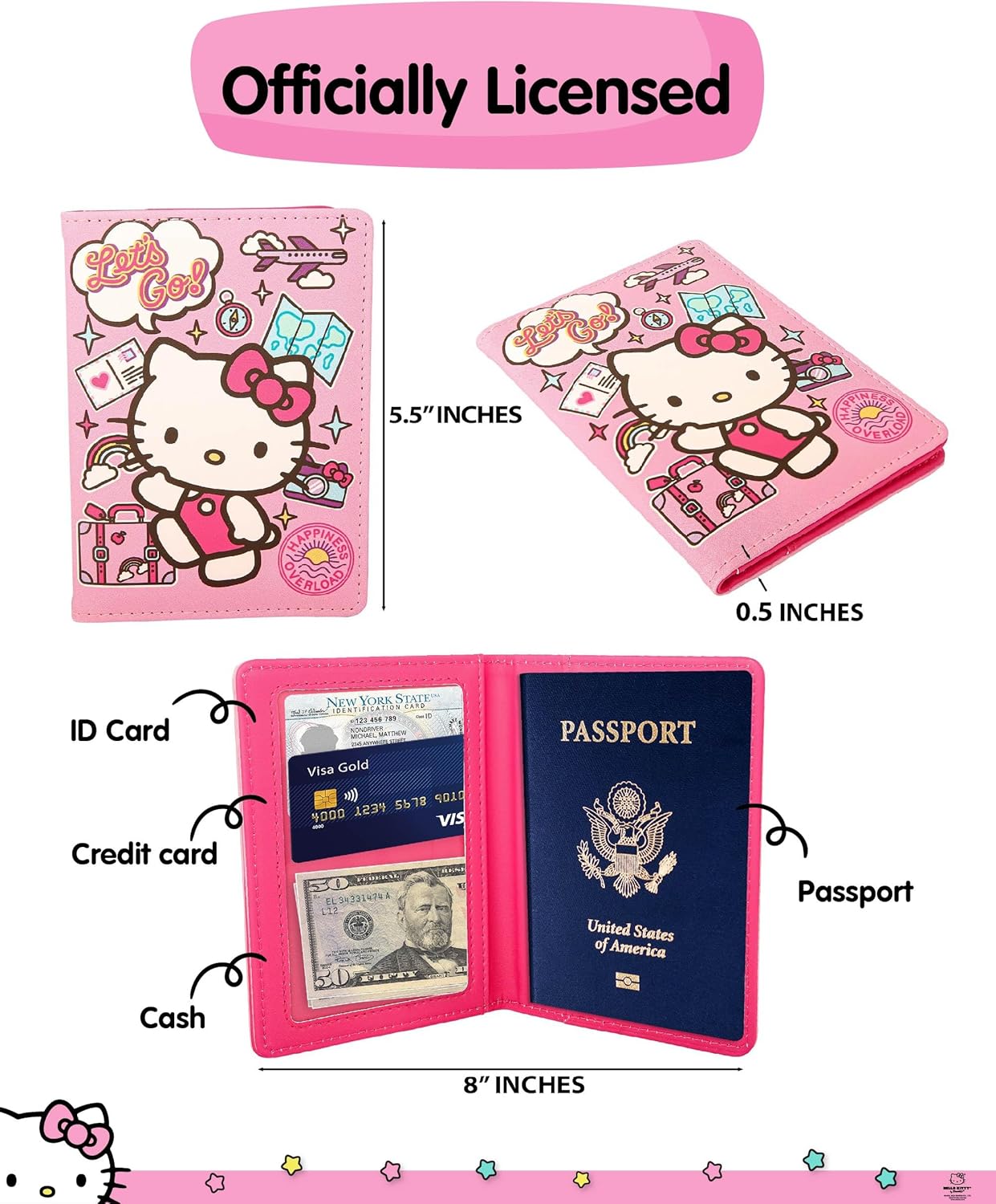 Hello Kitty Passport Holder – Official Sanrio Travel Cover (Multicolor)