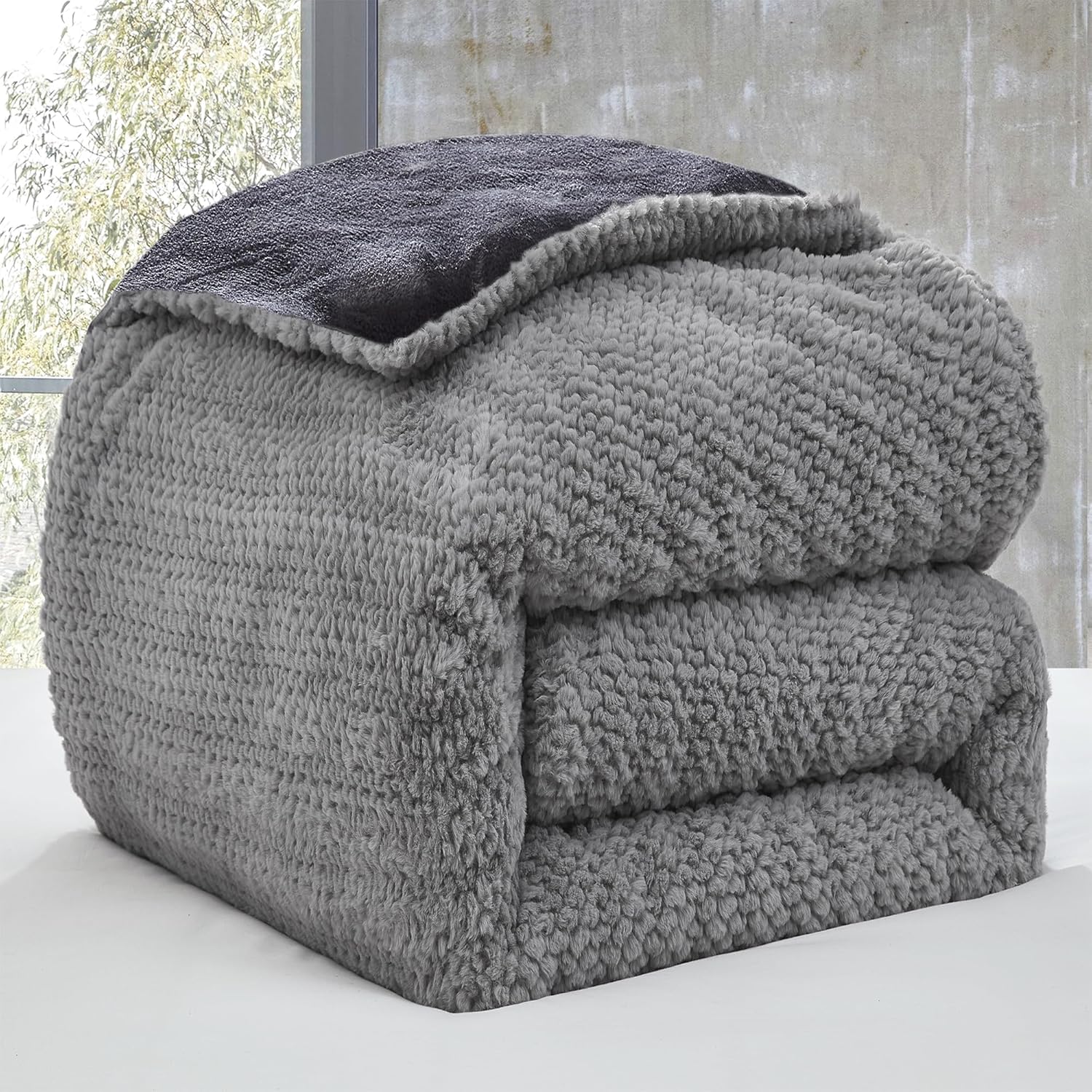What If Pebbles Were Soft – Oversized Plush Queen Comforter Set – Stone Gray