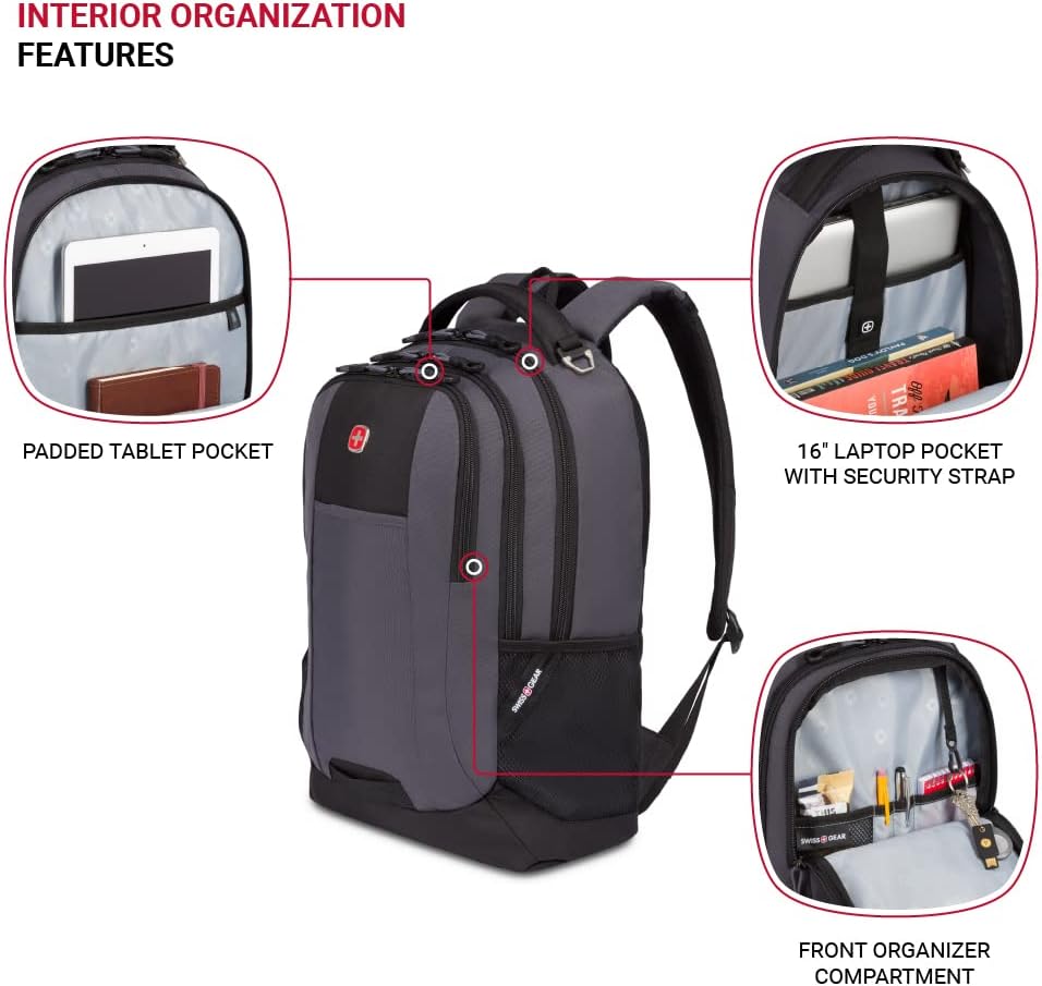 SwissGear Cecil 5505 Laptop Backpack, Dark Grey/Black, 18-Inch – Special Edition