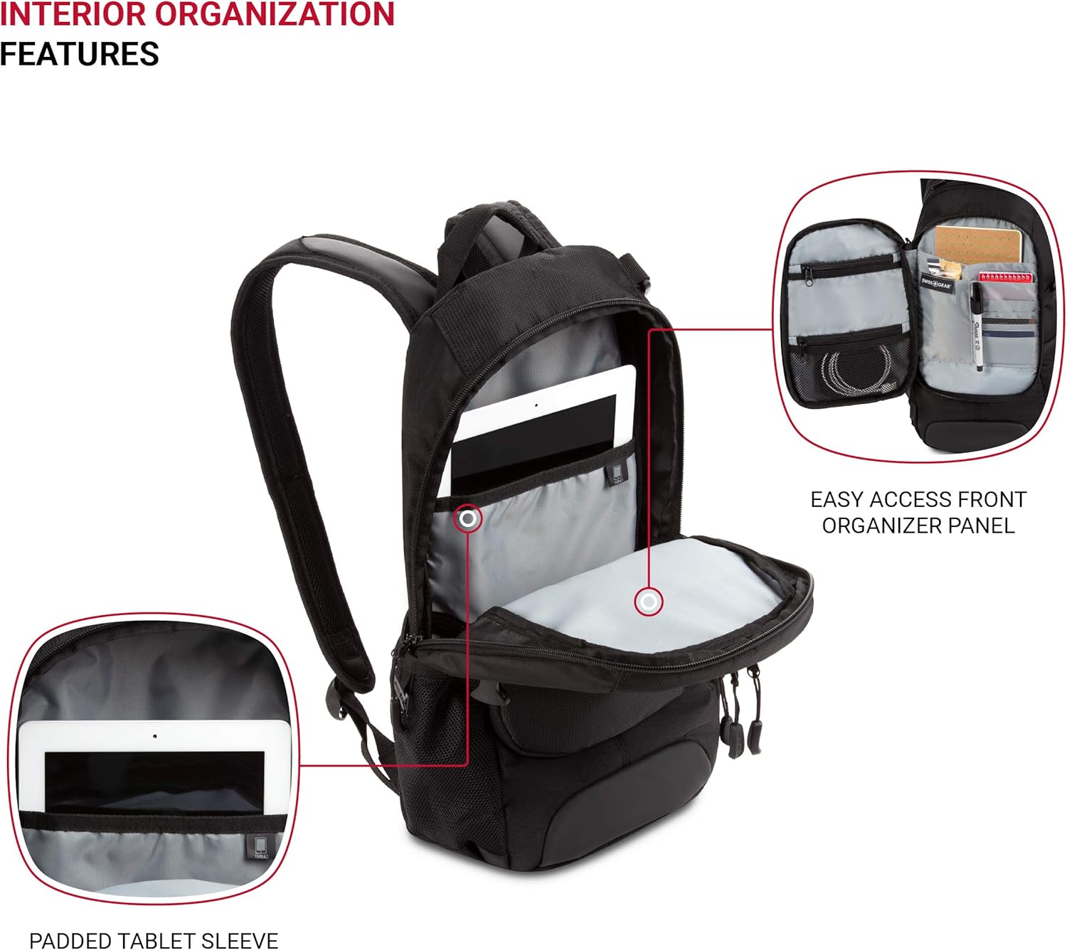 SwissGear 3598 Narrow 18" City Pack Backpack – Slim Travel & Commuter Bag