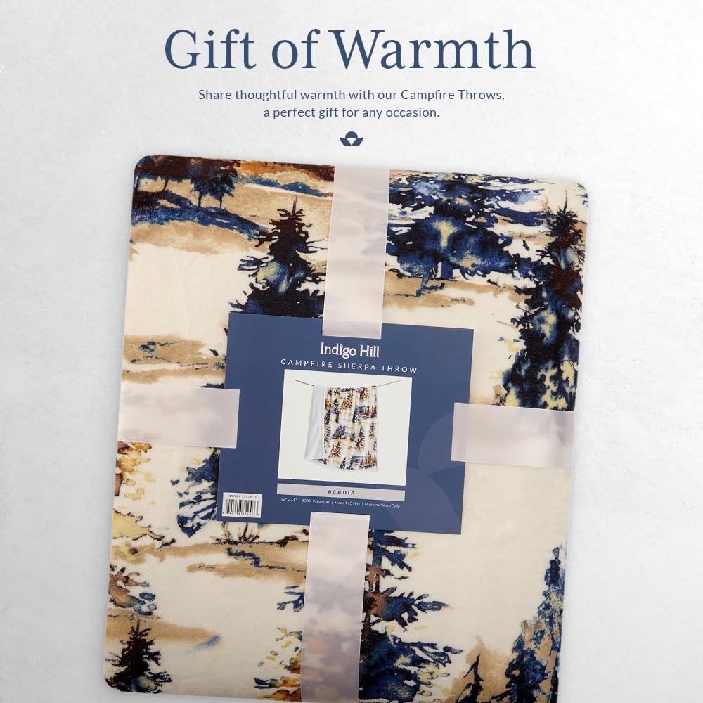 Campfire Sherpa Fleece Throw Blanket – Western Rustic 54x68