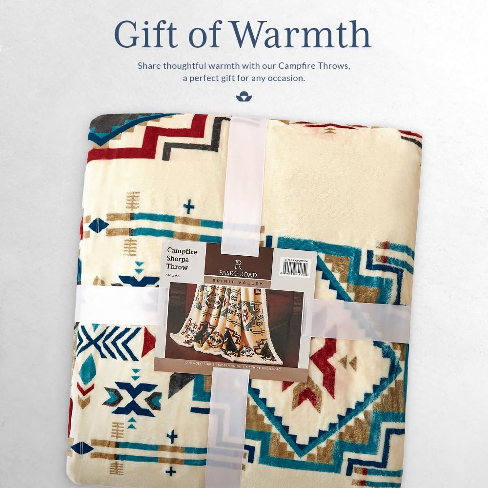 Campfire Sherpa Fleece Throw Blanket – Western Rustic 54x68