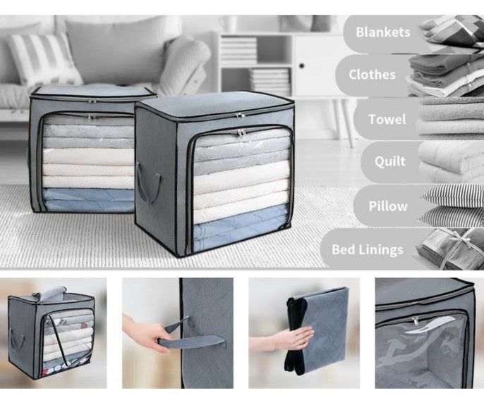 100L Large Clothes & Bedding Storage Bags – Foldable Closet Organizers (Set of 3)