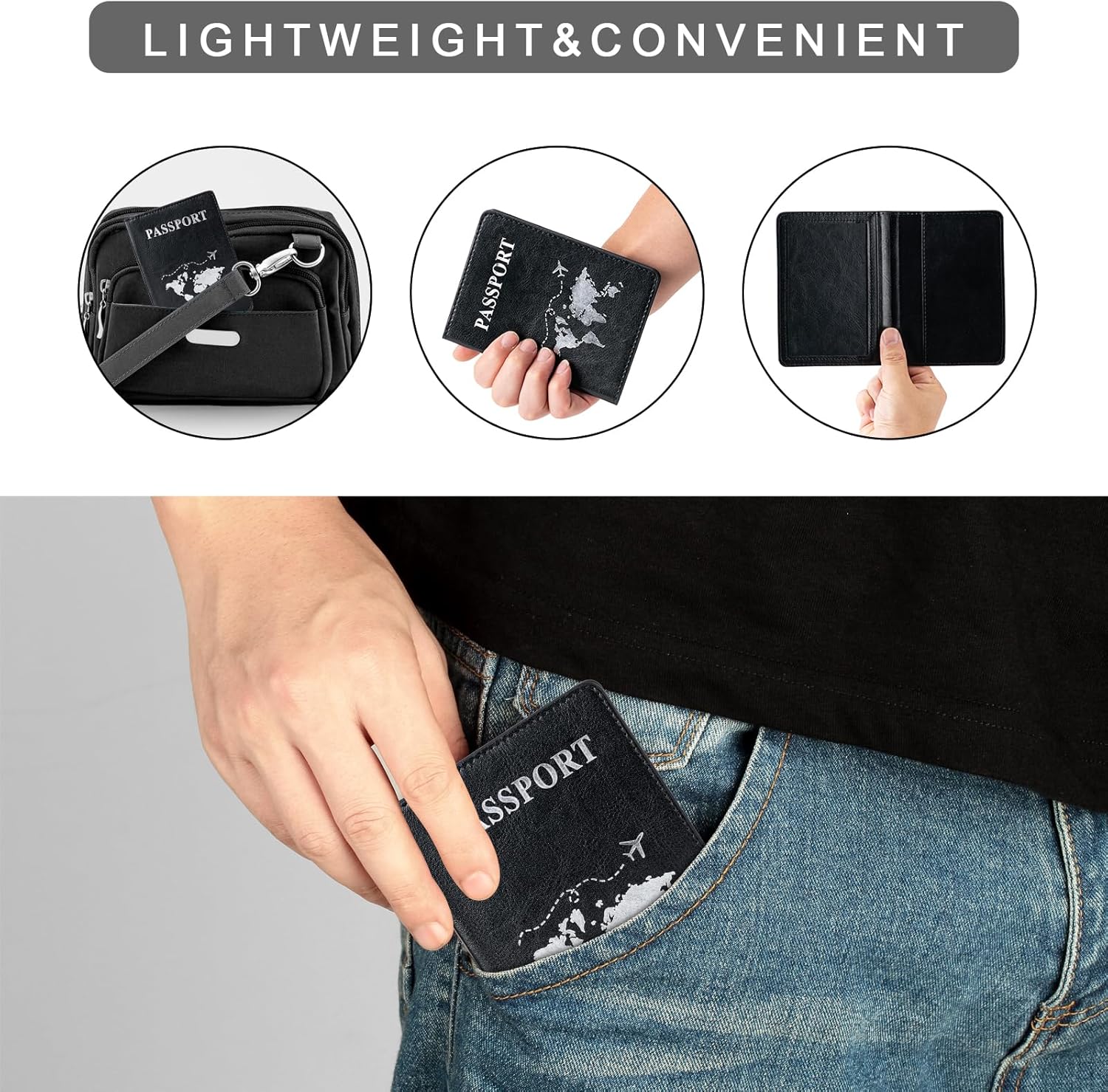 2 Pcs Passport Holders – Ultra Slim PU Leather Travel Wallet (Black & Pink)