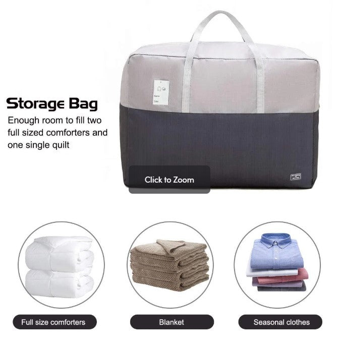 Large Fabric Bedding Storage Bag with Handles – Comforter & Blanket Organizer