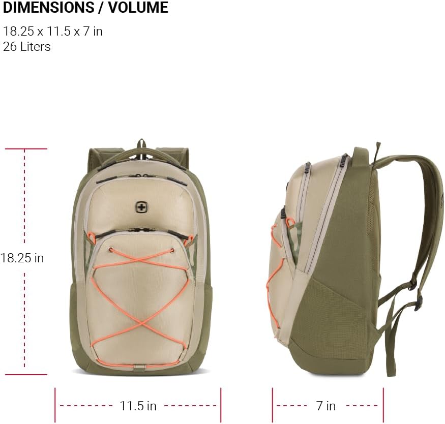 SwissGear Bungee Pro Laptop Backpack – Beige/Olive Green