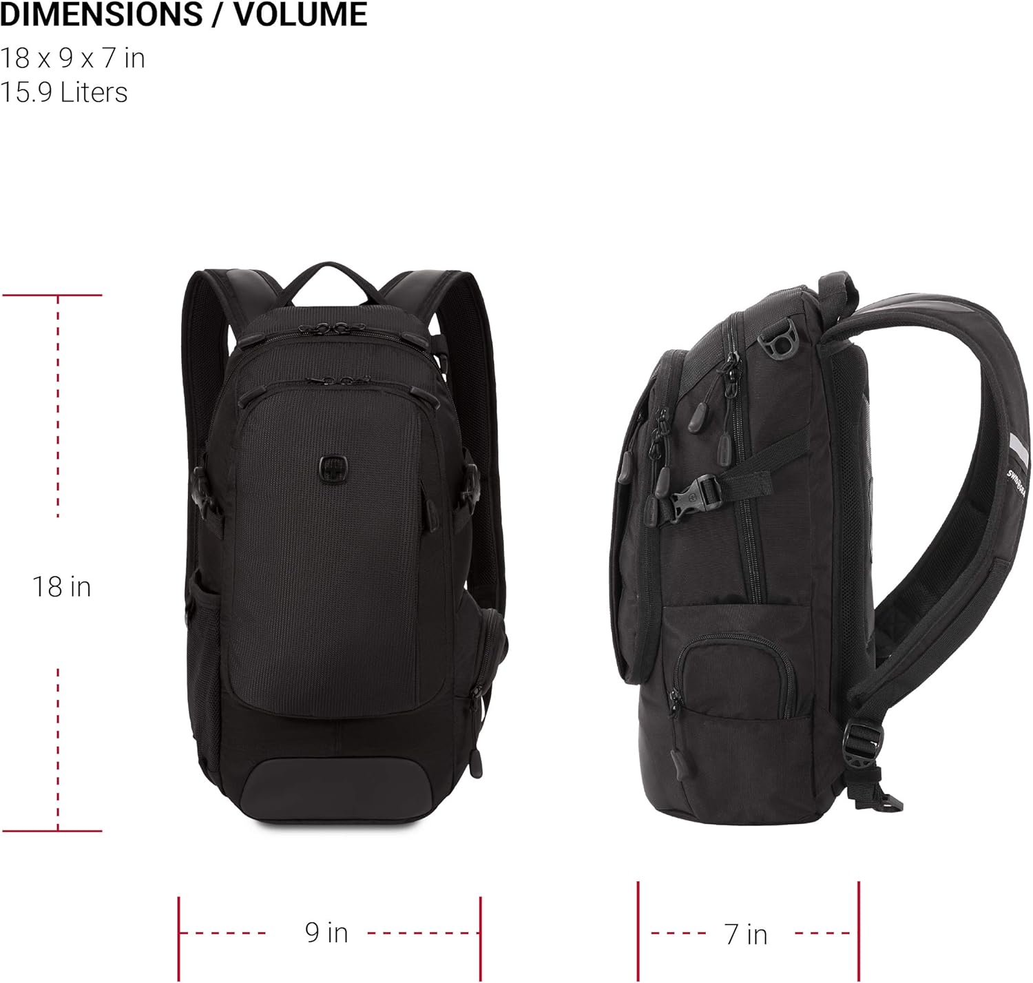 SwissGear 3598 Narrow 18" City Pack Backpack – Slim Travel & Commuter Bag