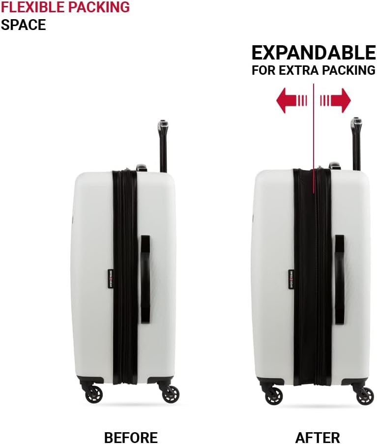 SwissGear 8018 White 24" Hardside Expandable Spinner Luggage – Medium Checked
