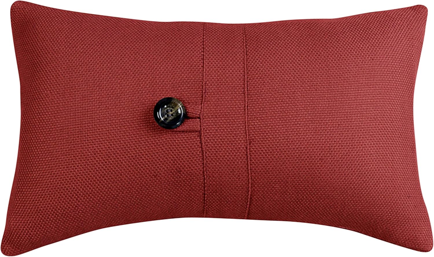 Prescott Red Lumbar Throw Pillow – 10x17" with Button Accent
